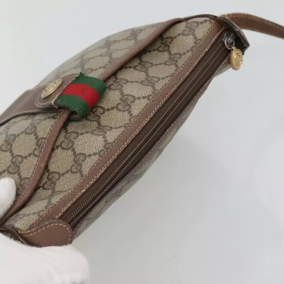 GUCCI GG Supreme Web Sherry Line Shoulder Bag PVC Beige Red 89 02 032 Auth BA465 - Picture 7 of 16